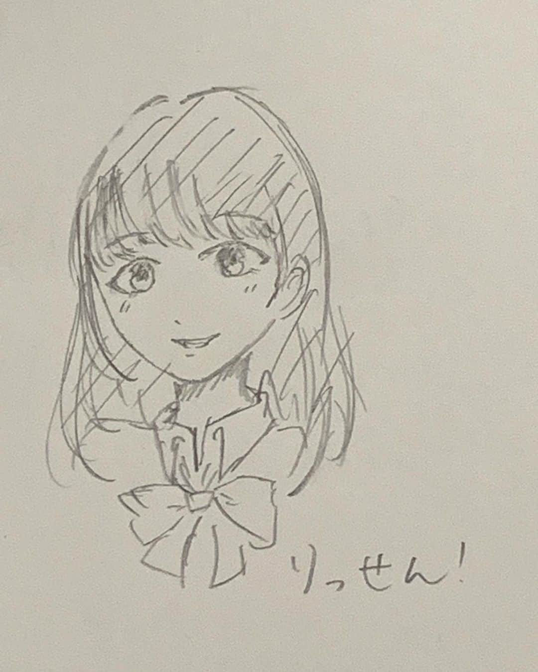 高岡薫のインスタグラム：「今日のSHOWROOMで描いたものです！ #立仙愛理 #春本ゆき #高岡薫 #るんばの一日一絵」