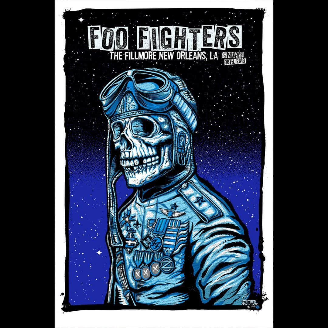 フー・ファイターズのインスタグラム：「NOLA NIGHT 2!!! LET'S DO THIS! 🤘 @thefillmorenola Only a couple tix left! Link in bio. .  6:00p  Outer Foyer Doors Open 7:00p  Doors Open 8:00p  @preshallband  9:15p  #FOOFIGHTERS . 🖌: @zzzoltron」