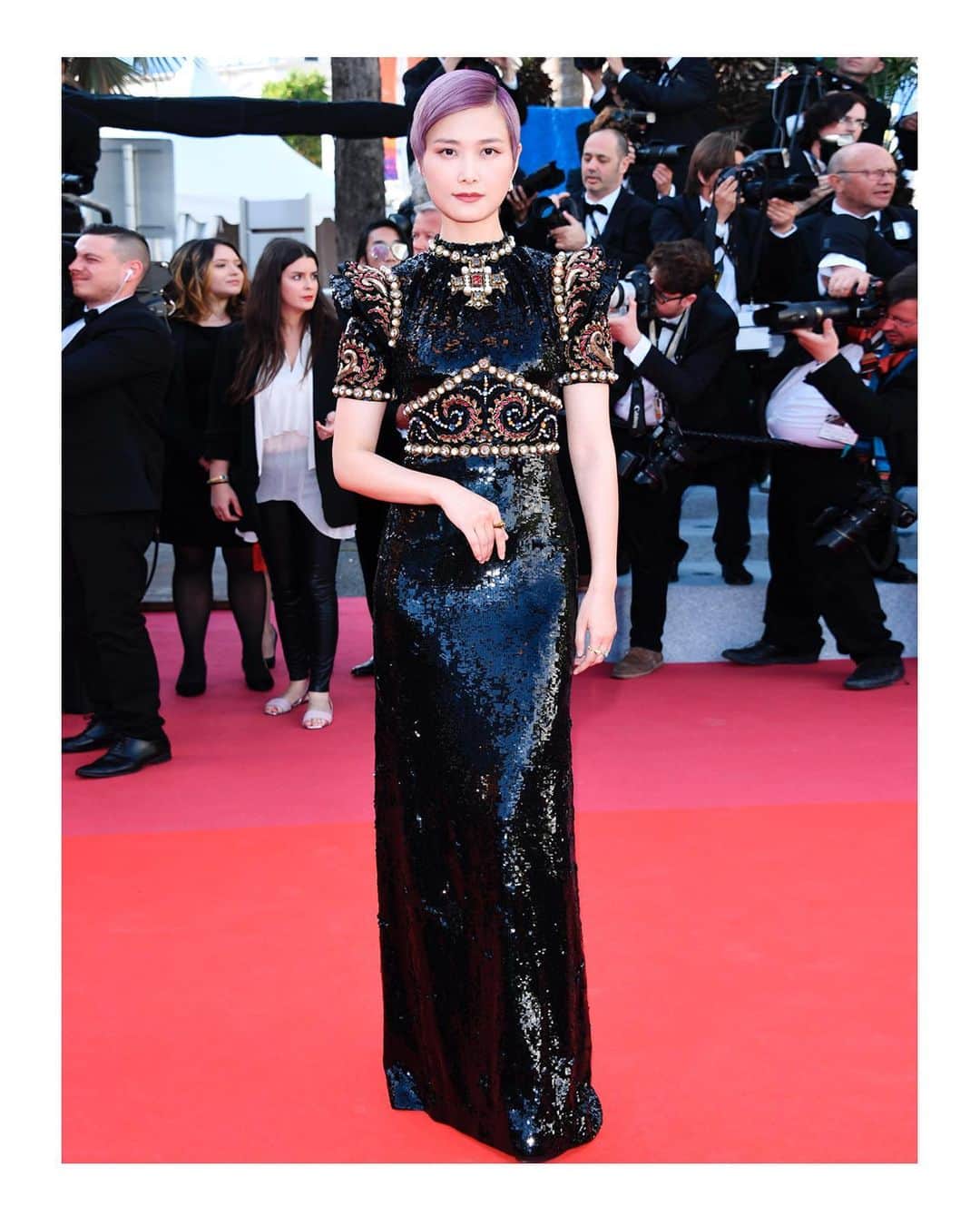 グッチさんのインスタグラム写真 - (グッチInstagram)「@urnotchrislee wore a #Gucci all-over sequin embroidered gown and a selection of #GucciJewelry pieces designed by @alessandro_michele to the 72nd @festivaldecannes. #Cannes2019 #AlessandroMichele」5月17日 4時07分 - gucci