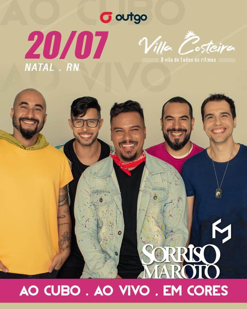 Sorriso Marotoのインスタグラム：「Alô, Natal! A saudade já tem data pra acabar! 😍 Dia 20/JUL a gente chega por aí com o novo show #AoCuboAoVivoEmCores no Villa Costeira e vai ser demais! Os ingressos já estão à venda. Corre pra garantir o seu! 😉」