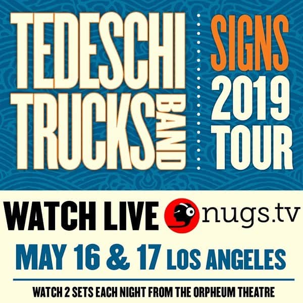 テデスキ・トラックス・バンドのインスタグラム：「We are going Live In LA tonight and tomorrow at 8pm PT! This webcast will look at sound stellar thanks to our friends at nugs.net and TTB’s industrious audio team. Tune in live or watch on demand for 72 hours postshow. Link in bio or visit nugs.tv to order.」