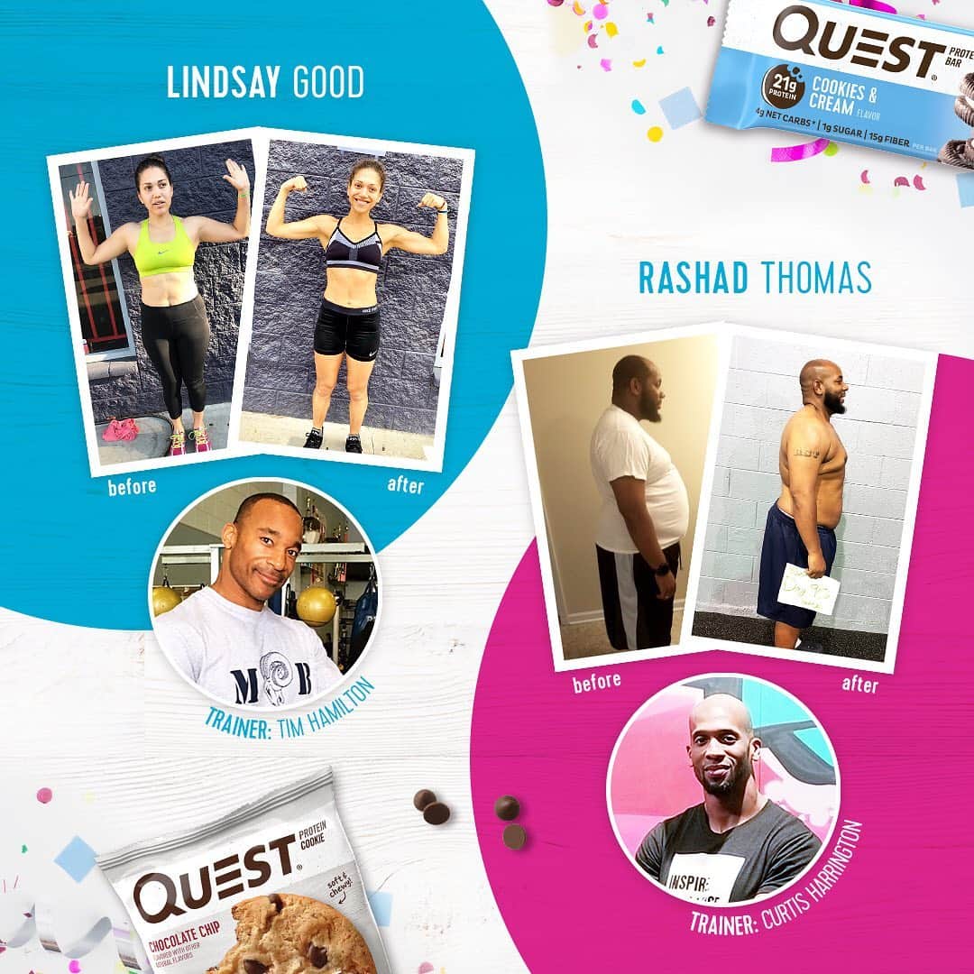 questnutritionさんのインスタグラム写真 - (questnutritionInstagram)「Meet the TOP 10 of the 2nd Annual Quest + @NASM_FITNESS 90 Day Transformation Challenge! (SWIPE LEFT TO SEE THEIR AMAZING TRANSFORMATIONS!) 💪💙🏃‍♂️🏃‍♀️🏋️‍♂️🏋️‍♀️ • 149 #NASM Certified Personal Trainers & client pairs made it to the final round! Finalists were selected based on % of weight lost + overall body transformation. • We’ll be announcing the winning team on Monday, May 20th. They will receive a $20,000 grand prize to be split b/w them, a year supply of Quest goodies, & more! Stay tuned! 🙌 #OnaQuest #NASMCPT」5月17日 7時28分 - questnutrition