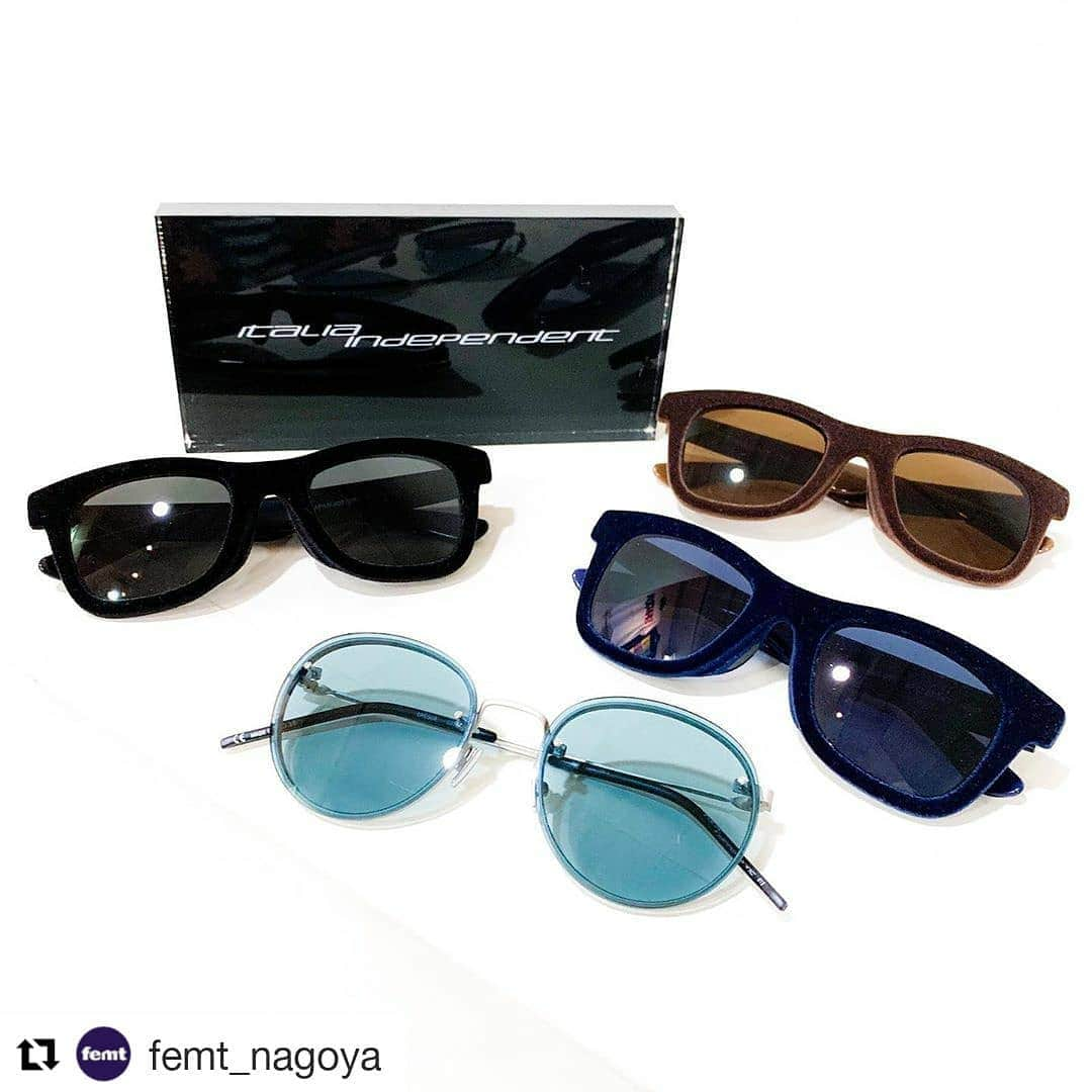 イタリア インディペンデントさんのインスタグラム写真 - (イタリア インディペンデントInstagram)「Thank you always! @femt_nagoya😎  #Repost @femt_nagoya (@get_repost) ・・・ . . 夏支度part2 . . #ITALIAINDEPENDENT #イタリアインデペンデント . . 夏の必須アイテムと言えばサングラス♪ . 何本も必要ないからこそ1本で個性を出しちゃいましょう(^^) . . ベロア素材のフレームは女性にも大人気😍✨ . . 是非1度お試しあれ♪ . . 👈画面をタップ‼️ 掲載商品のオンラインページにアクセスできます♪ . . . #名古屋市#中区#大須#セレクトショップ#femt#フェムト#ファッション#アパレル#コーディネート#お洒落さんと繋がりたい#ootd#instagood #instafashion #l4l #muta#PHILIPPEMODEL#GENTILBANDIT#69slam#ITALIAINDEPENDENT#HYDROGEN#RESOUNDCLOTHING#jimyscharmer#kiryuyrik#SaturdaysNYC#FranCisTMORKS#SEVESKIG#Y3 . . 〒460-0011 愛知県名古屋市中区大須2-16-18ビトルボビル3F・4F ℡052-265-6058 . 【営業時間】11:00〜20:00(平日)、10:00〜20:00(土・日・祝) 【定休日】年中無休 【通販サイト】http://femt5.ocnk.net/ 「femt 通販」で検索📱」5月17日 20時34分 - italiaindependent_japan