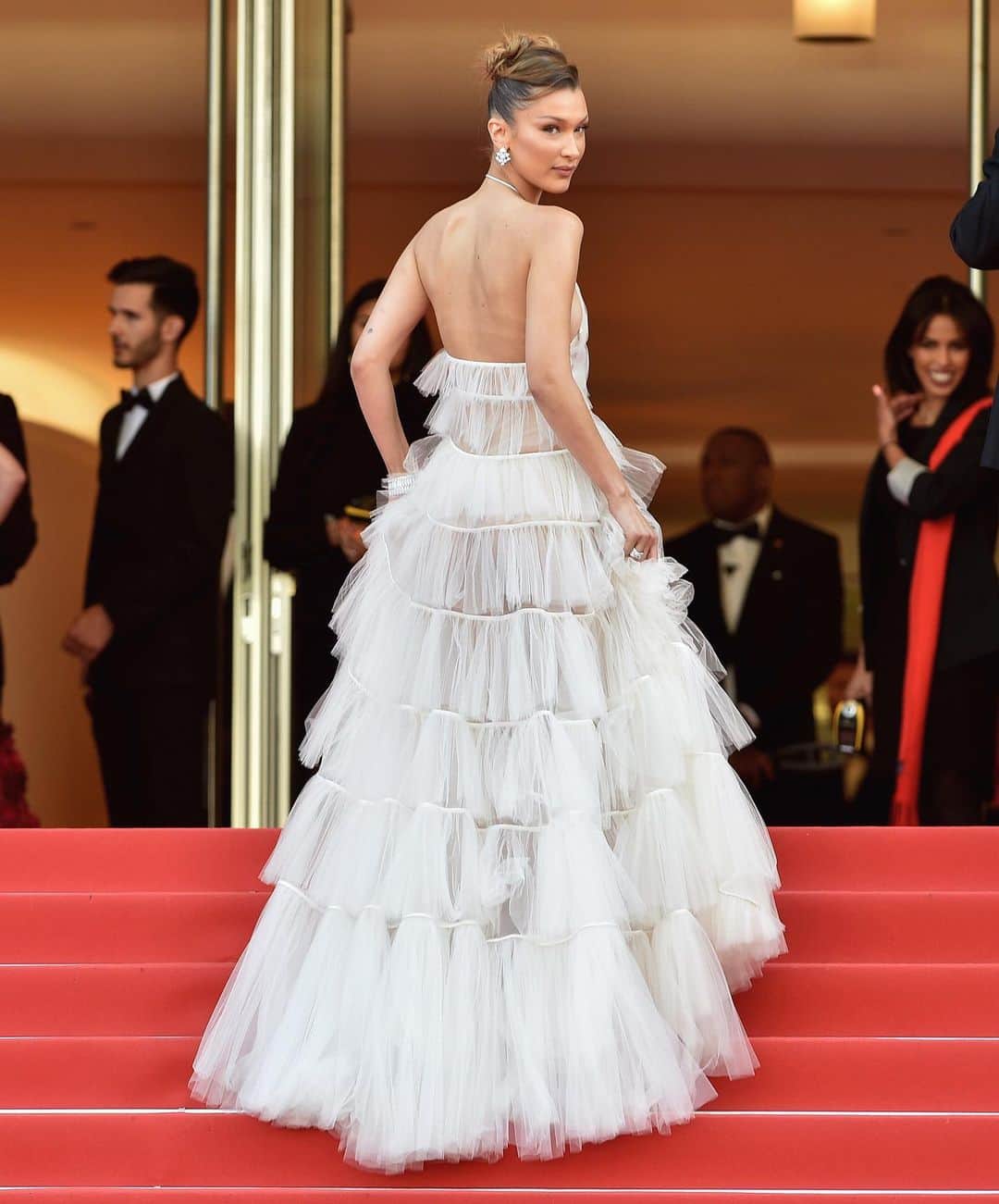 British Vogueさんのインスタグラム写真 - (British VogueInstagram)「For last night’s #Rocketman premiere at #Cannes Film Festival, @BellaHadid arrived on the red carpet wearing an ethereal white @Dior gown from the SS18 Haute Couture collection by #MariaGraziaChiuri. Click the link in bio for 16 looks that prove #BellaHadid's style is never more en pointe than when in France.」5月17日 19時14分 - britishvogue