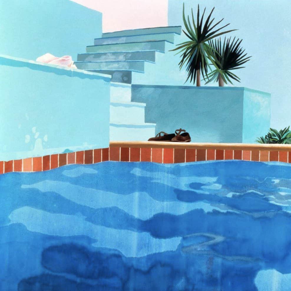 オーレリービダマンのインスタグラム：「Pool & steps (1971) - David Hockney #inspiration #fridaymood 💦」