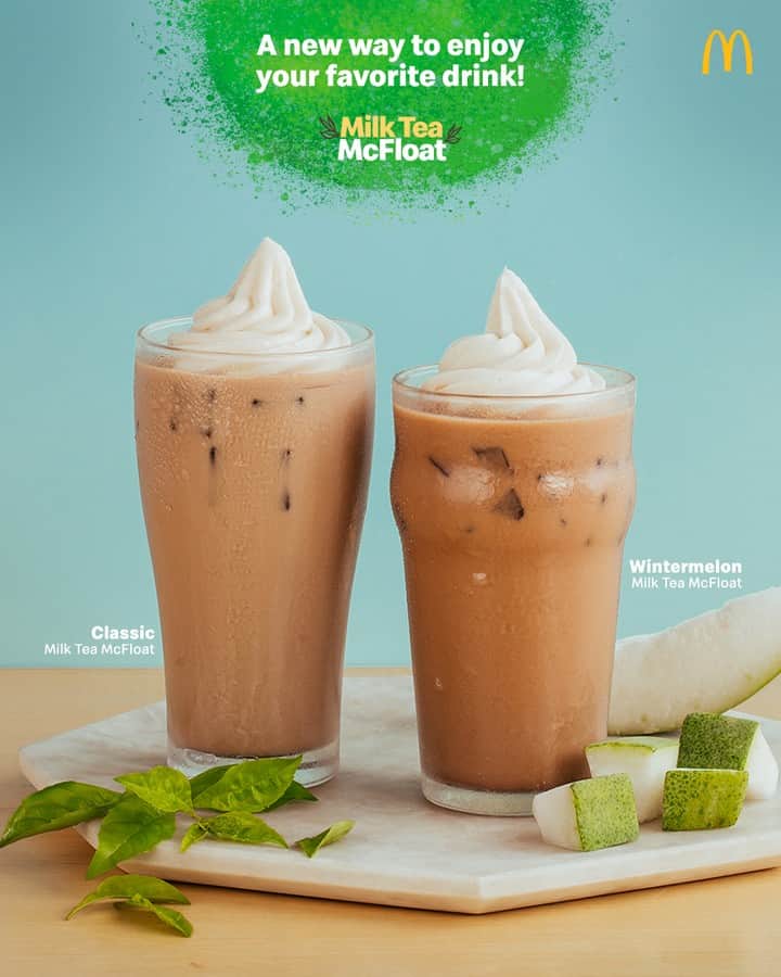 McDonald's Philippinesのインスタグラム：「Enjoy your milk tea with a sundae twist. Get the new Milk Tea McFloat in Classic or Wintermelon flavor. #TaraMilkTeaMcFloat na. Order now via McDelivery!」