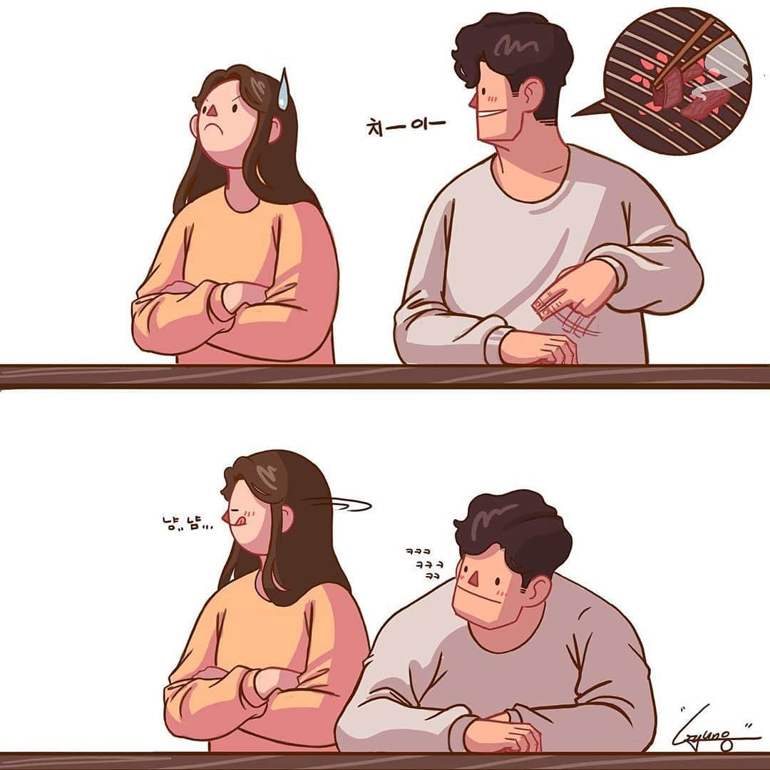 9GAGさんのインスタグラム写真 - (9GAGInstagram)「There’s no bad mood a good Korean BBQ can’t fix 🤤 Follow @couple for more #couplegoals - ✏ @gyung_studio - #couple #relationship #relationshipgoals #comic #Kbbq」5月17日 16時47分 - 9gag