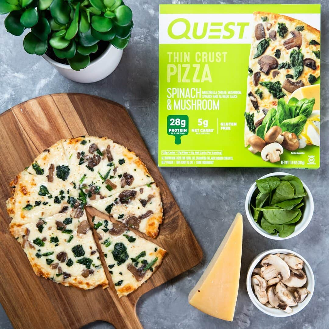 questnutritionさんのインスタグラム写真 - (questnutritionInstagram)「🍕🚨 NEW PIZZA ALERT! 🚨🍕 Meet Quest Spinach & Mushroom Thin Crust Pizza - AVAILABLE NOW at participating @Target stores (link in bio for store list)! • Our very first white sauce pizza is topped with two types of cheese, spinach & mushrooms! It’s the perfect protein-packed pizza for veggie lovers. Each pizza pie has 28g of protein & 5g net carbs per serving! 💪🍕🙌 #OnaQuest #NationalPizzaPartyDay」5月17日 22時02分 - questnutrition