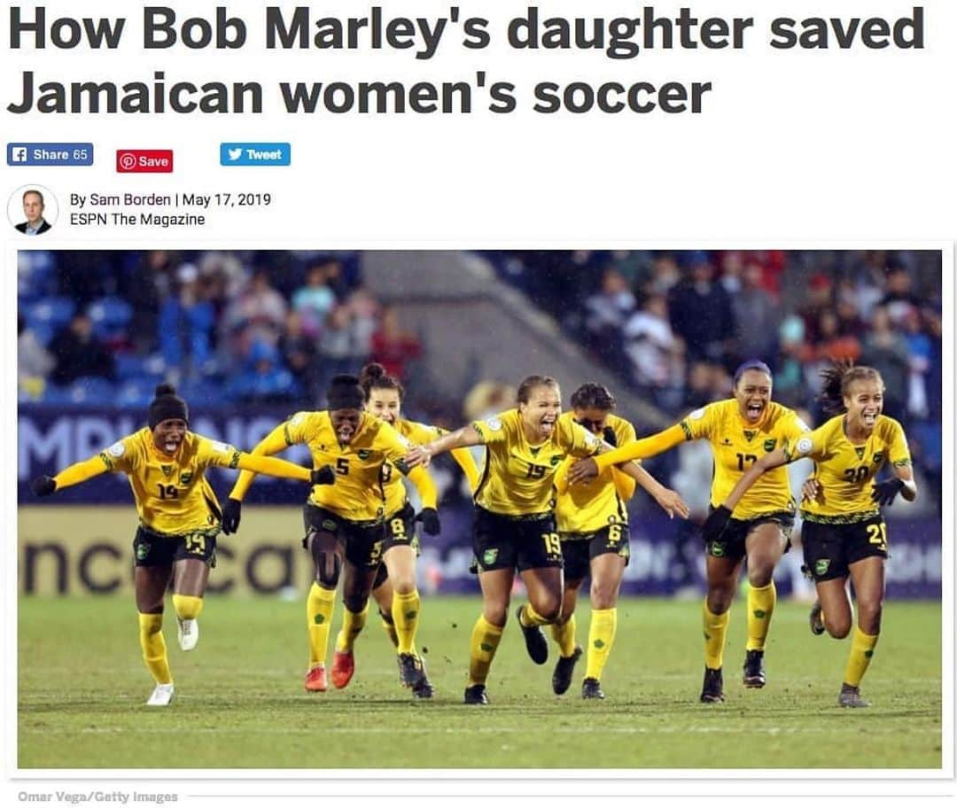 ボブ・マーリーさんのインスタグラム写真 - (ボブ・マーリーInstagram)「#Repost @cedellamarley: Great article from ESPN @reggaegirlz Well done...World Cup 2019 here we come! #CHO #StrikeHard #ReggaeGirlz #JFF #FootballisFreedom @alacrangroup @bobmarleyfoundation . Read it here: http://www.espn.com/espnw/sports/article/26718107/how-bob-marley-daughter-saved-jamaican-women-soccer」5月18日 6時03分 - bobmarley