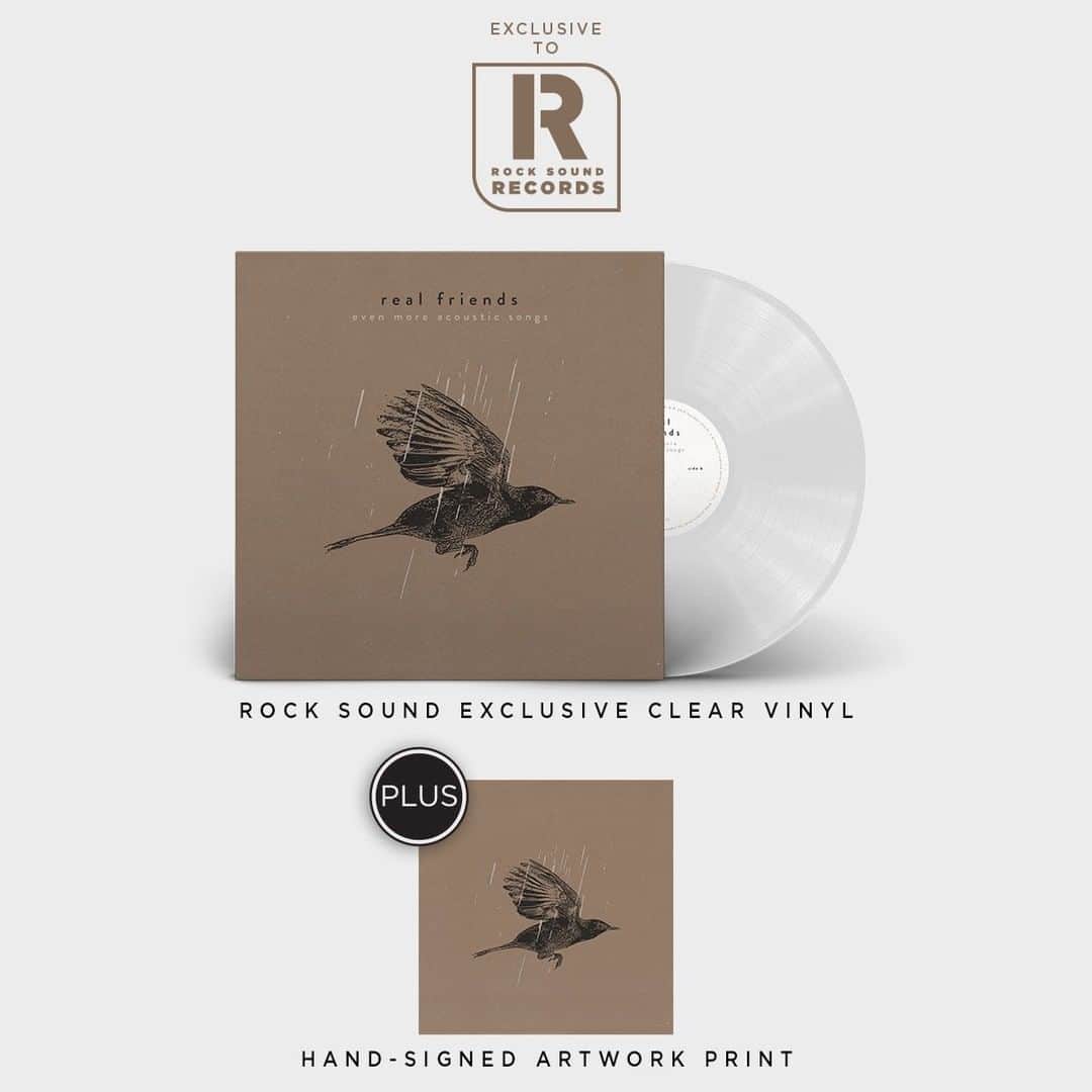 Rock Soundさんのインスタグラム写真 - (Rock SoundInstagram)「Rock Sound Records World Exclusive: Real Friends’ just-announced EP ‘Even More Acoustic Songs’ on 150g clear vinyl!⠀ ⠀ PLUS! Every single copy comes with a hand-signed artwork print - that's two world exclusives for the price of one.⠀ ⠀ There’s only 250 of these available worldwide - and the only place to get them is from RECORDS.ROCKSOUND.TV」5月18日 1時15分 - rocksound