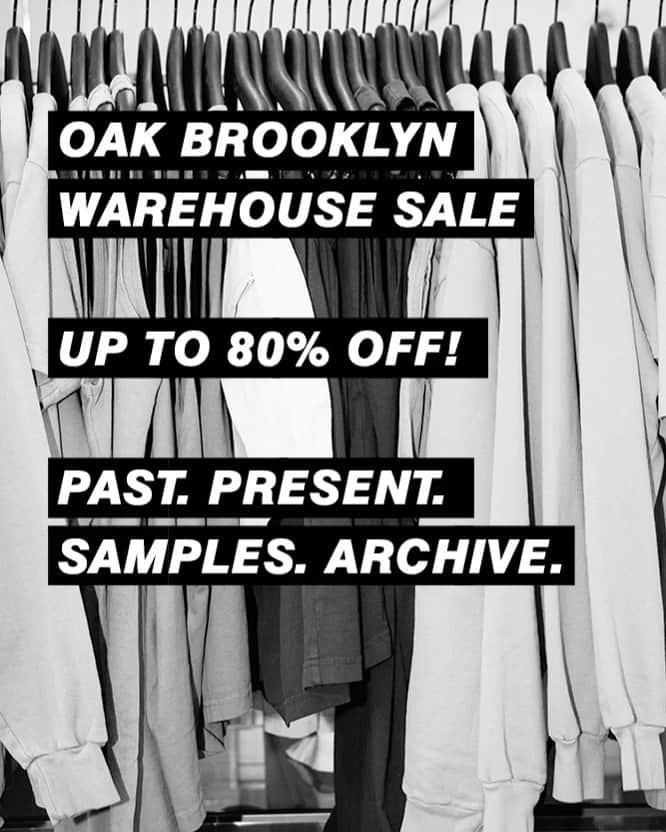 オーク ニューヨークのインスタグラム：「STARTS TOMORROW (Saturday May 18th) - up to 80% off on hundreds of past, present, samples and archive pieces!! Find us at 55 Nassau Ave Brooklyn NY 11222 ⚡️」