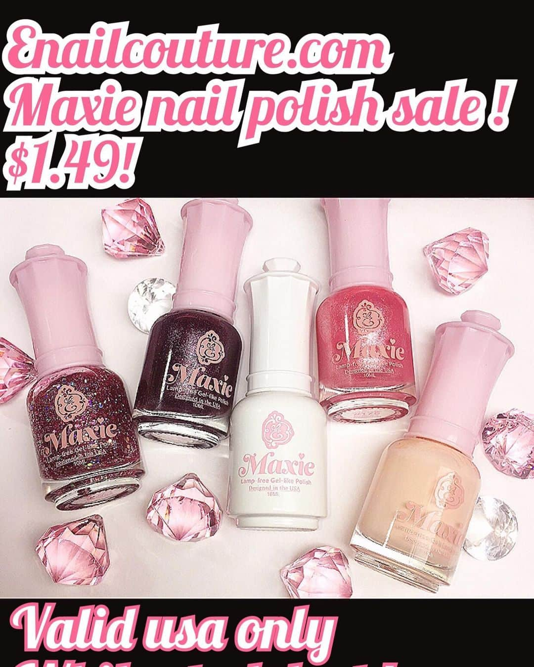 Max Estradaさんのインスタグラム写真 - (Max EstradaInstagram)「Enailcouture.com Maxie nail polish clearance sale ! Only $1.49 in the USA, while supplies last  #ネイル #nailpolish #nailswag #nailaddict #nailfashion #nailartheaven #nails2inspire #nailsofinstagram #instanails #naillife #nailporn #gelnails #gelpolish #stilettonails #nailaddict #nail #💅🏻 #nailtech#nailsonfleek #nailartwow #네일아트 #nails #nailart #notd #makeup #젤네일  #glamnails #nailcolor  #nailsalon #nailsdid #nailsoftheday Enailcouture.com happy gel is like acrylic and gel had a baby ! Perfect no mess application, candy smell and no airborne dust ! Enailcouture.com」5月18日 10時03分 - kingofnail