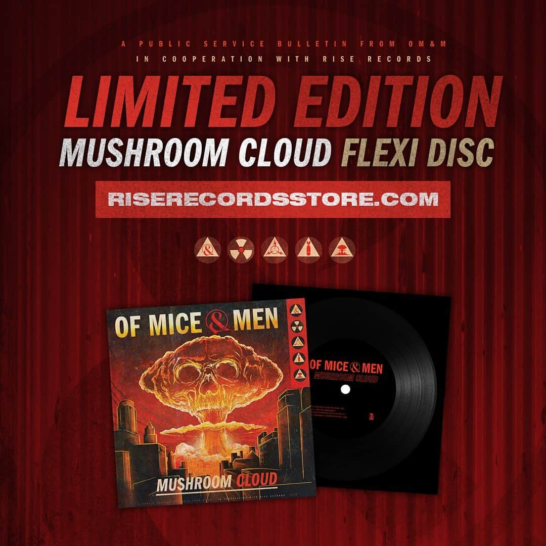 Of Mice & Menさんのインスタグラム写真 - (Of Mice & MenInstagram)「Don’t miss our limited run of Mushroom Cloud flexidiscs! Similar to vinyl, highly collectible, playable on all record players & they wont be available for long so grab one over at @riserecords today!! 🤯🍄☁️ #OfMiceAndMen #MushroomCloud #RiseRecords」5月18日 10時04分 - omandm