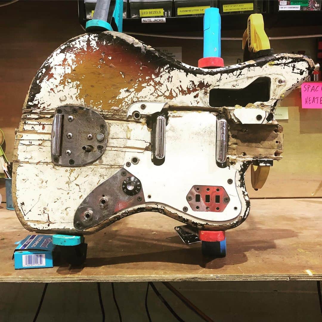 A Place to Bury Strangersのインスタグラム：「Fixing up our equipment from South America. Thank you Brazil and Chile and everyone for such great times down there!」