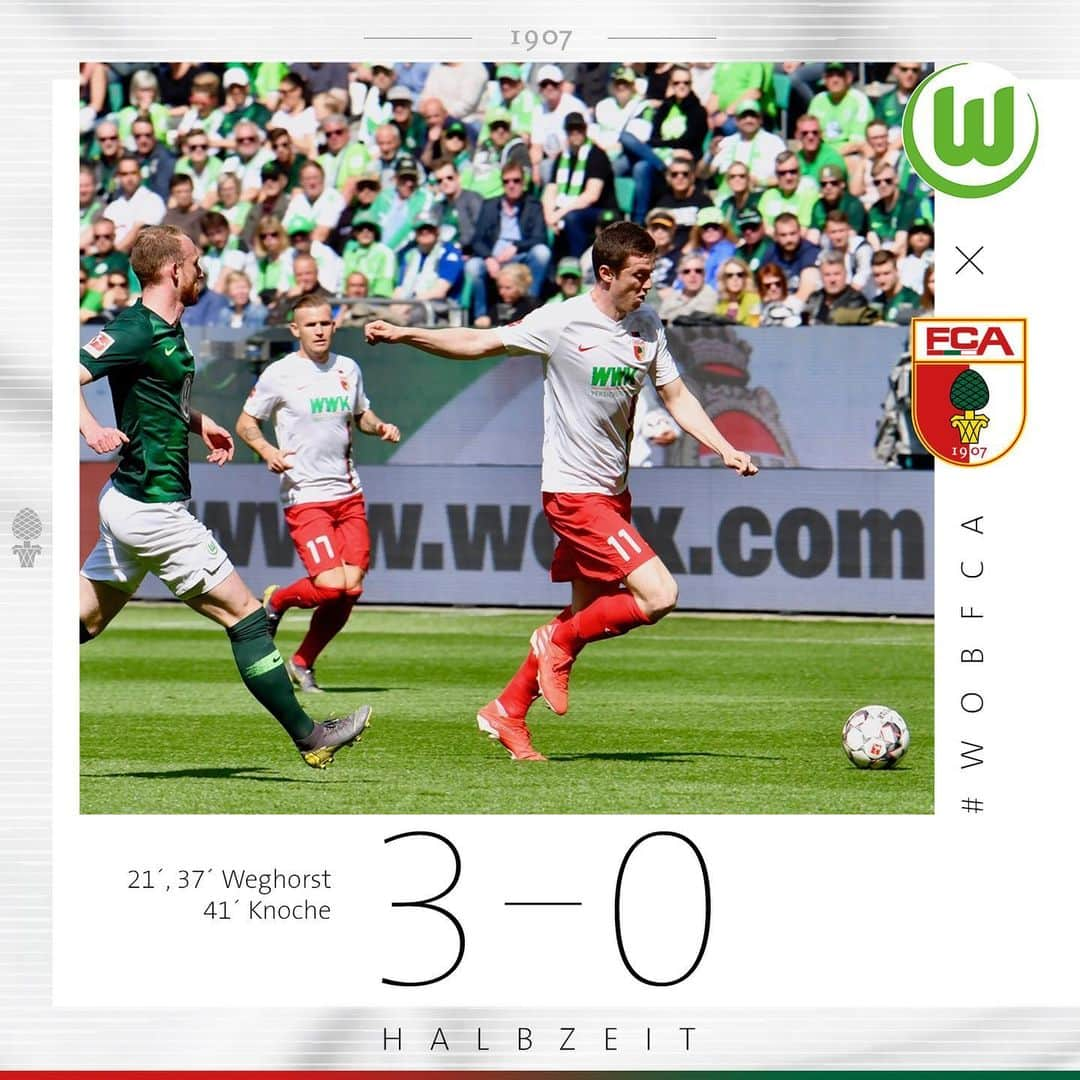 FCアウクスブルクさんのインスタグラム写真 - (FCアウクスブルクInstagram)「45‘ Halbzeit! Wolfsburg führt deutlich!😖 #FCA #FCA1907 #WOBFCA #fcaugsburg」5月18日 23時20分 - fcaugsburg1907