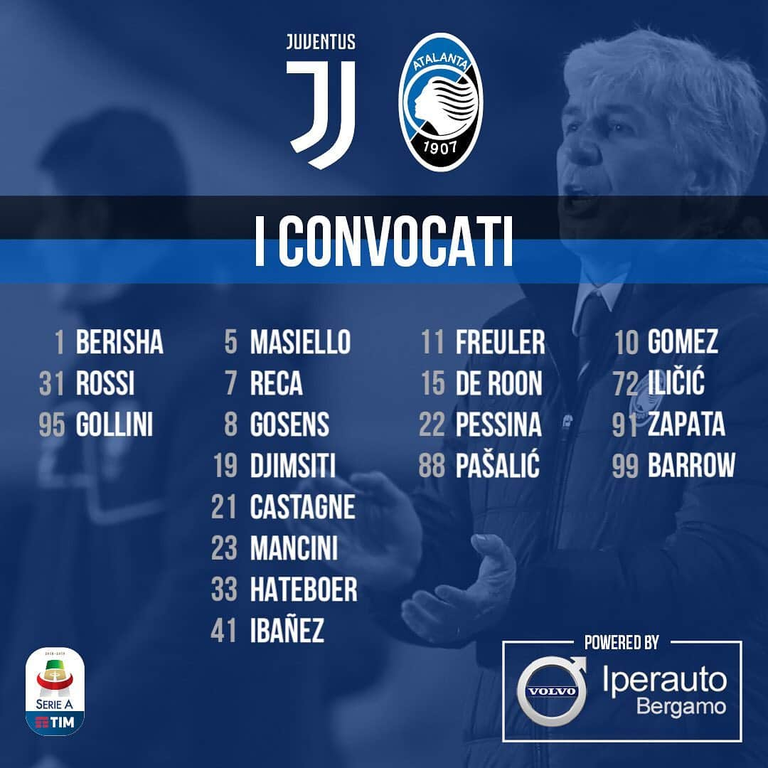 アタランタBCさんのインスタグラム写真 - (アタランタBCInstagram)「1️⃣9️⃣ convocati da mister #Gasperini per #JuveAtalanta #GoAtalantaGo ⚫️🔵」5月18日 23時40分 - atalantabc