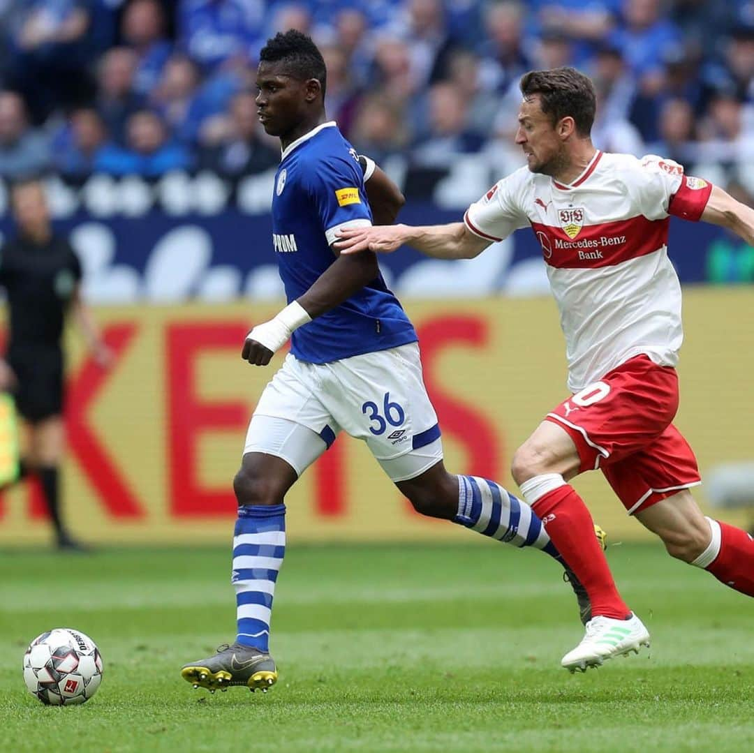 シャルケ04さんのインスタグラム写真 - (シャルケ04Instagram)「Breel the Fighter 🔵⚒⚪️ . . #S04 #Schalke #Knappen #Königsblau #🔵⚪️ @breelembolo97 #Futbol #Football #Soccer #Matchday #S04VfB」5月18日 23時51分 - s04