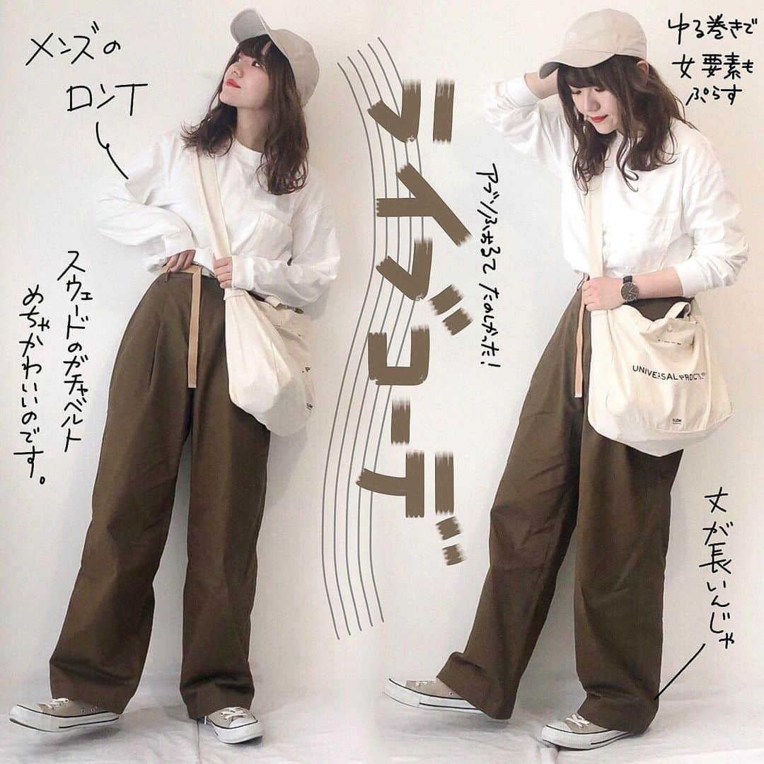 かほこ。さんのインスタグラム写真 - (かほこ。Instagram)「ㅤㅤㅤㅤㅤㅤㅤㅤㅤㅤㅤㅤㅤ ㅤㅤㅤㅤㅤㅤㅤㅤㅤㅤㅤㅤㅤ T-shirt : #uniqlo #uniqlou pants : #merlot belt : #hanzbon cap : #wego bag : #1LDK sneakers : #converse #allstar ㅤㅤㅤㅤㅤㅤㅤㅤㅤㅤㅤㅤㅤ ライブだったので、動きやすい服。UのロンTやっぱ形が可愛い。白ベージュカーキでまとめました。 ㅤㅤㅤㅤㅤㅤㅤㅤㅤㅤㅤㅤㅤ スエードなのにスウェードって書いてしまった。ちょっとネイティブぽいってことにしとこ。スウェットと混じったわな ㅤㅤㅤㅤㅤㅤㅤㅤㅤㅤㅤㅤㅤ #kaho_fashion」5月18日 23時53分 - xxokohakxx