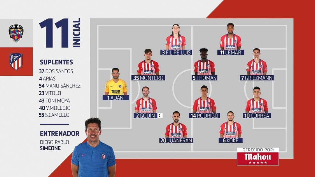 アトレティコ・マドリードさんのインスタグラム写真 - (アトレティコ・マドリードInstagram)「👥 | ALINEACIÓN ¡Descubre nuestro once inicial para el #LevanteAtleti! 👇 - 👥 | LINE-UP Here's our last @LaLiga starting XI of the season! 👇 - 👥 | COMPO Voici le ONZE de départ rojiblanco pour notre dernier match de @LaLiga de la saison: #LevanteAtleti! 👇  #AúpaAtleti #Atleti #Atlético #AtléticoDeMadrid #LaLiga #Fútbol #Football #Soccer」5月18日 18時38分 - atleticodemadrid