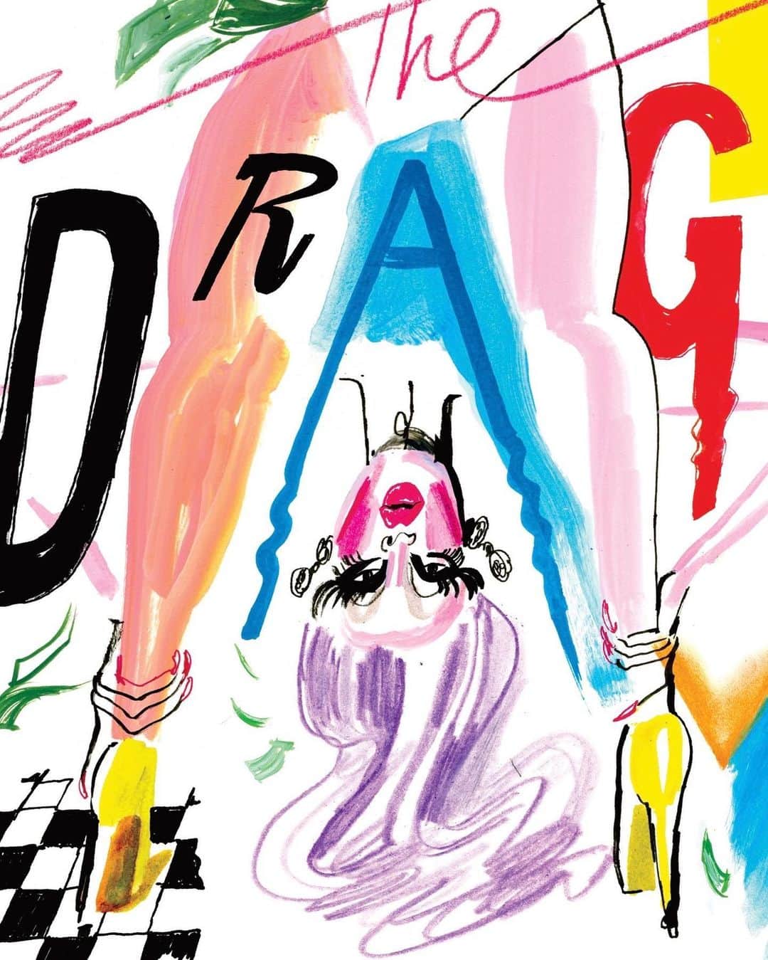 Grace Bonneyのインスタグラム：「From coast to coast, nine drag queens and kings tell @goodcompanyzine what it’s really like to make a living as a drag performer ✨💸✨ Thank you @laurentamaki for these gorgeous illustrations in #GoodCoMoney—available now! 💛 #linkinbio」