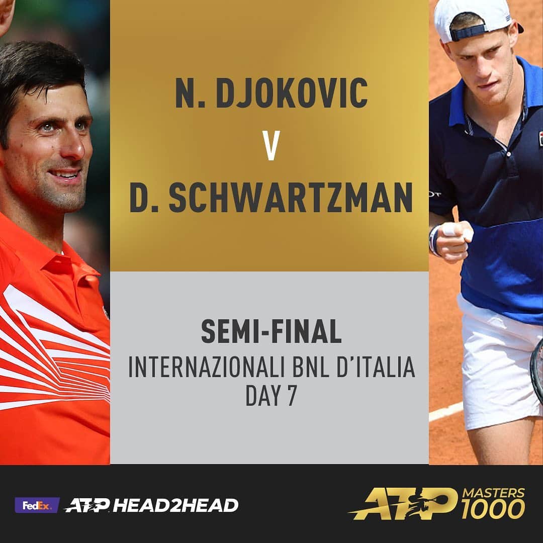 ATP World Tourさんのインスタグラム写真 - (ATP World TourInstagram)「Who will face Rafa in the Rome final? 🤔 @djokernole | @dieschwartzman | #ibi19  @fedex | #tennistv」5月19日 2時02分 - atptour