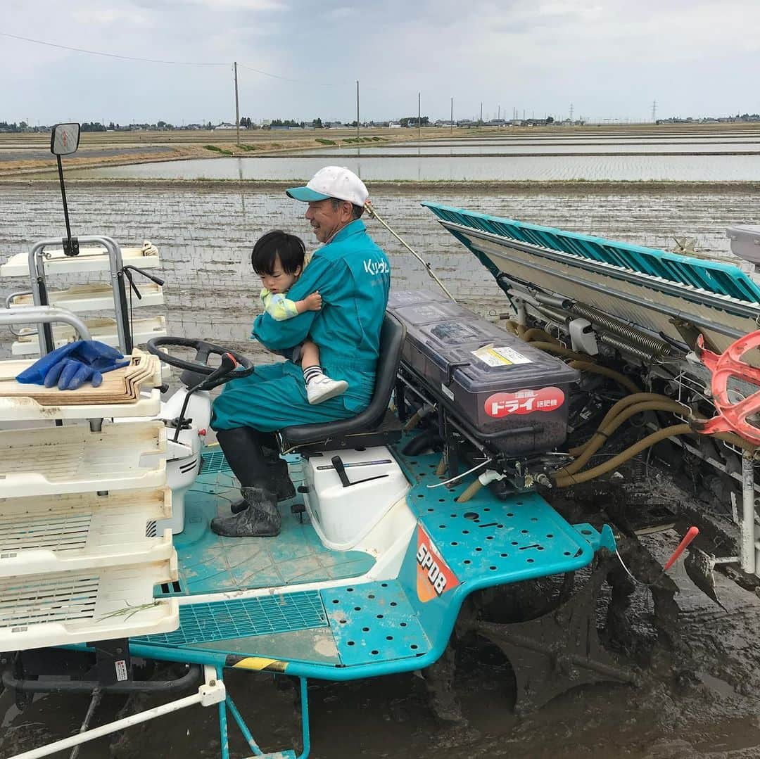 氷浦紫さんのインスタグラム写真 - (氷浦紫Instagram)「ＧＷ にじいじの田植機に乗せてもらった息子ちん。  ハンドル回したりキョロキョロ機械を見てた。  何歳くらいになったらお手伝いしてくれるかな？  #田植え #田植機#クボタ#kubota#8条植え #クボタの田植え機 #じいじと孫#1歳3ヶ月#1y3m#5月#May#新潟#niigata #ＧＷ#ゴールデンウィーク」5月19日 3時31分 - yukalihiula