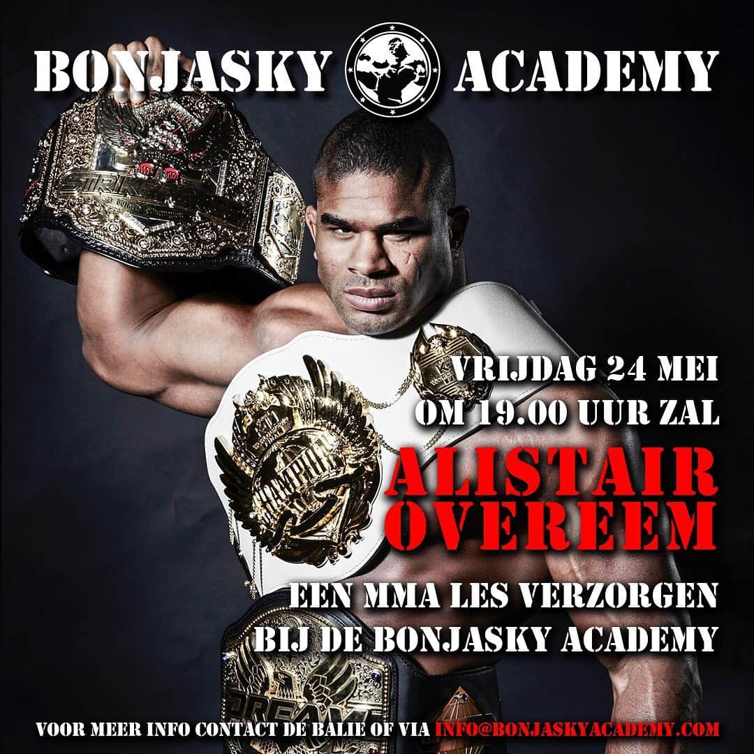 アリスター・オーフレイムさんのインスタグラム写真 - (アリスター・オーフレイムInstagram)「Will be hosting a MMA class at my old colleagues academy @bonjaskyacademy next week Friday. Get in touch with info@bonjaskyacademy.com for more information. Looking forward seeing you guys there 💪💪」5月19日 3時51分 - alistairovereem