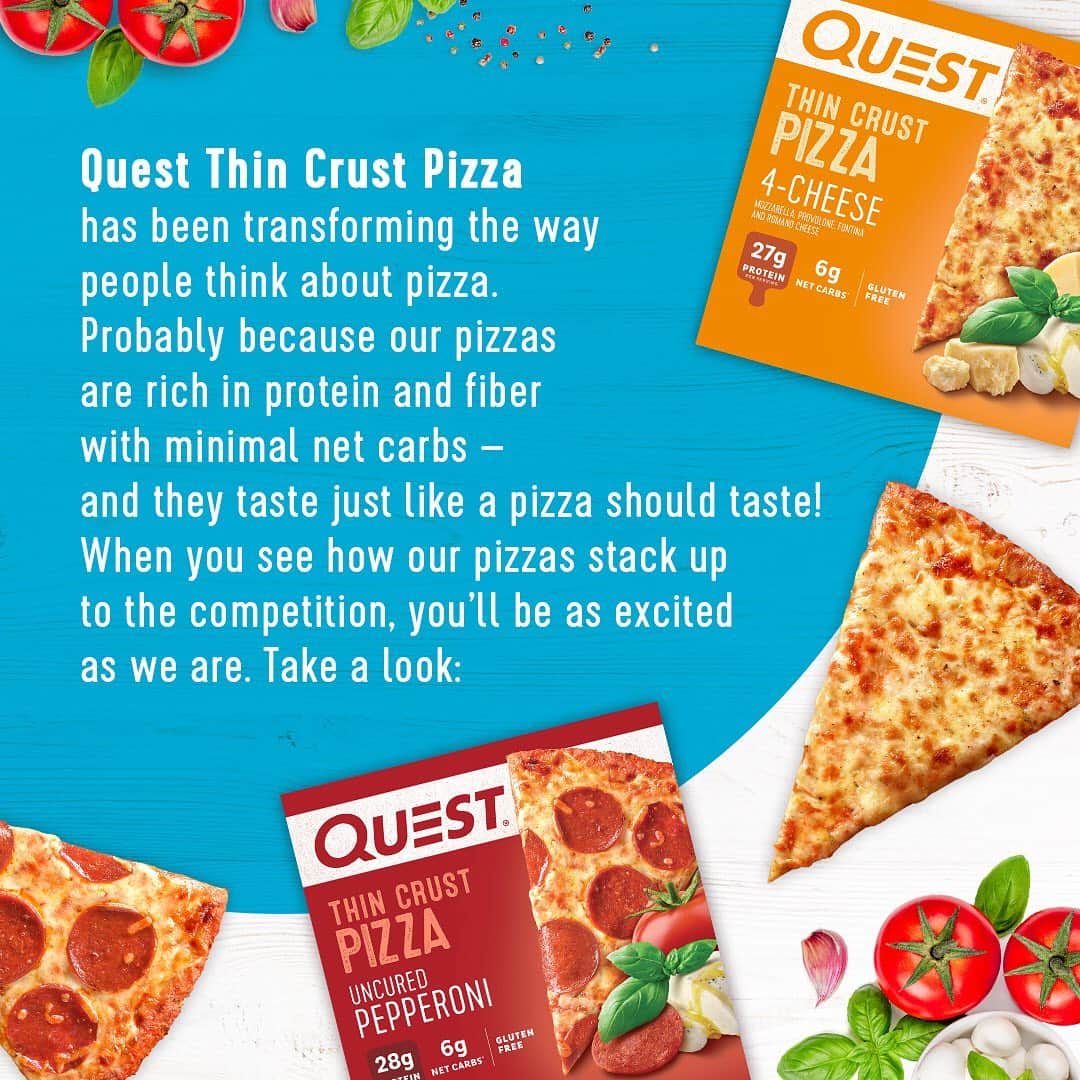 questnutritionさんのインスタグラム写真 - (questnutritionInstagram)「[US vs. THEM] How does Quest Uncured Pepperoni 🍕 stack up vs. the leading cauliflower & traditional thin crust pepperoni pizzas? SWIPE 👈 TO SEE! 👀」5月20日 3時28分 - questnutrition