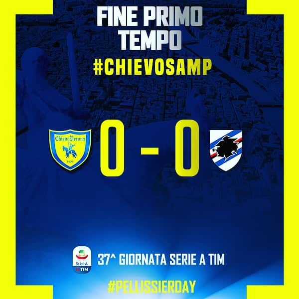 ACキエーヴォ・ヴェローナさんのインスタグラム写真 - (ACキエーヴォ・ヴェローナInstagram)「⚽ First Half #ChievoSamp 0-0 💛💙 #31PerSempre #ChievoSamp #campionato #seriea #Pellissier」5月19日 20時32分 - acchievoverona