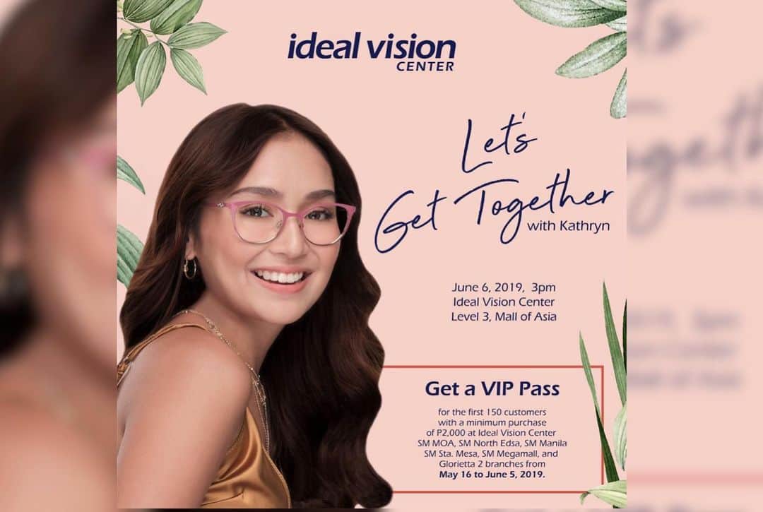 Kathryn Bernardoさんのインスタグラム写真 - (Kathryn BernardoInstagram)「Hey guys! Join me for a fun get-together with @idealvision on June 6 at SM Mall of Asia! 🤓 Swipe left to check the mechanics on how to score VIP passes. Hope to see you there! 💙」5月19日 20時45分 - bernardokath