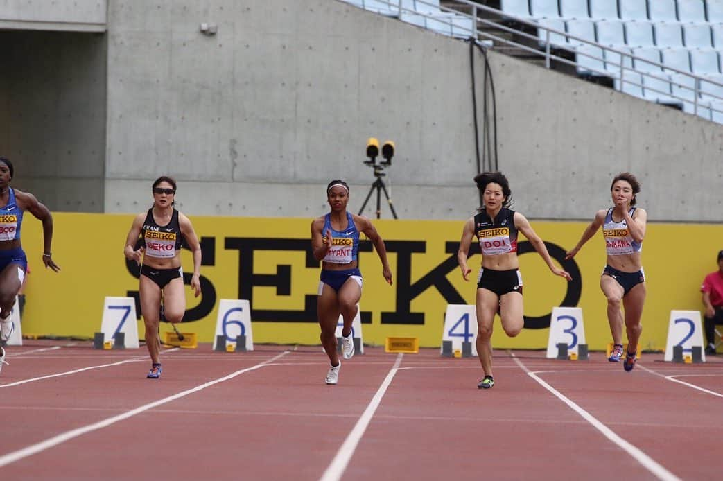 土井杏南のインスタグラム：「SEIKOゴールデングランプリ 100m11秒72 -2.2m 5着 何年ぶりかに出場しました😊世界リレーに引き続き沢山の応援ありがとうございました！リレーも個人も結果を受け止めて次に向けて準備✨これからもよろしくお願いします！ #JAL」