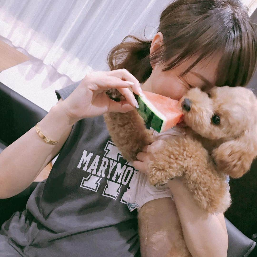 渡辺美奈代さんのインスタグラム写真 - (渡辺美奈代Instagram)「大好きな🍉スイカ🍉  あの〜マミーしゃん！ 私自分で持って食べられます！byリル」5月20日 0時03分 - watanabe_minayo