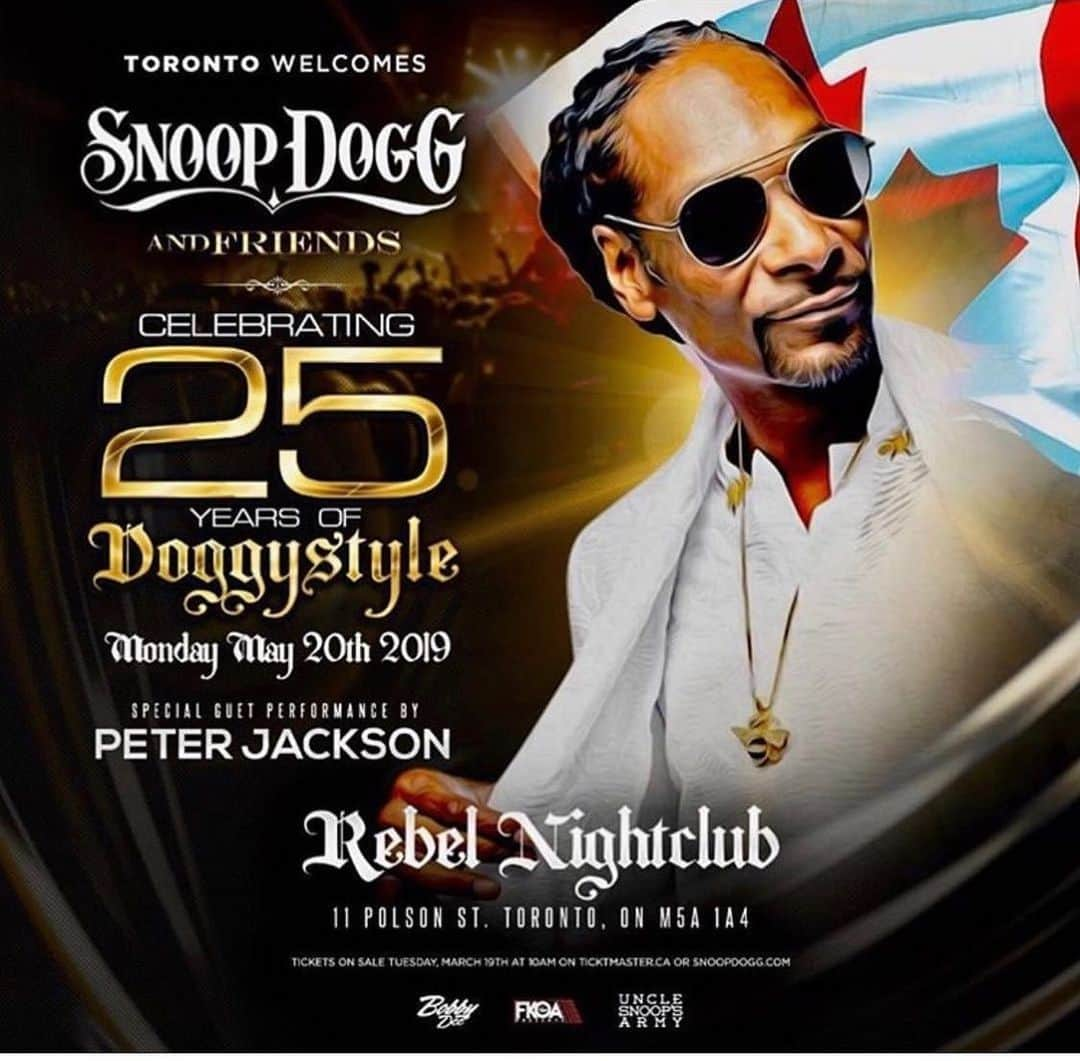 スヌープ・ドッグさんのインスタグラム写真 - (スヌープ・ドッグInstagram)「5/20/19 x TORONTO 🇨🇦 x Rebel Nightclub get ya tix on ticketmaster.com」5月20日 0時49分 - snoopdogg