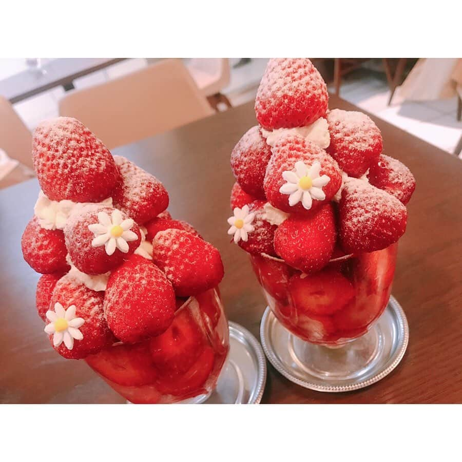 北川莉子のインスタグラム：「😋😋 . . ｢#fukunaga901 ｣#1日30食限定 の #いちご山 🥺︎🍓✨ . ｢#兵衛cafe ｣の#手作りわらび餅 🍵✨ . 行列必至の九条ネギたっぷり うどんそば屋さん｢#祇をん萬屋 🥢｣ . #ネギ料理専門店 ｢#葱や平吉 🥢｣ . . 今回で#生麩 にもハマった〜💓 . . #京都の美味しいお店 たち😋🙏 #ゴールデンウィークの思い出」