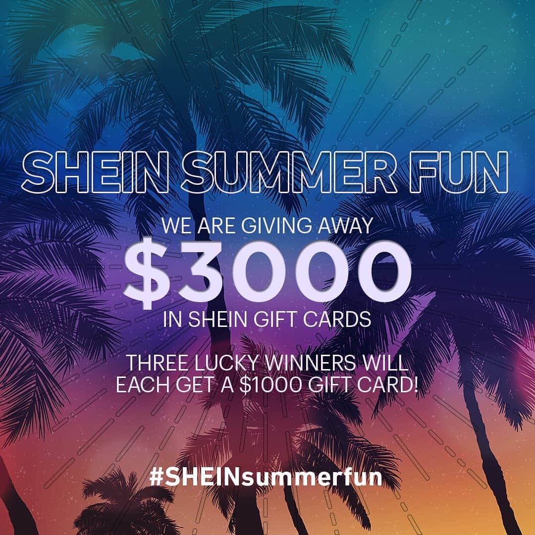 SHEINさんのインスタグラム写真 - (SHEINInstagram)「Summer's almost here, and we're doing a GIVEAWAY to celebrate! 🎊🎊Follow the rules below and you'll win a $1000 SHEIN Gift Card for your summer wardrobe! 💸💸#SHEINsummerfun  How to enter: a. FOLLOW @sheinofficial/@shein_us b. LIKE this post  c. TAG 3 Friends👩‍👩‍👧 We will have 3 winners altogether! $1000 Gift Card for each winner. 🤗We will pick one winner every 5 days. Winners will be chosen at random from the comments.💥💥 Winners announced on @sheinofficial Good luck babes!!😘😘 #SHEINgiveaway」5月20日 11時52分 - sheinofficial