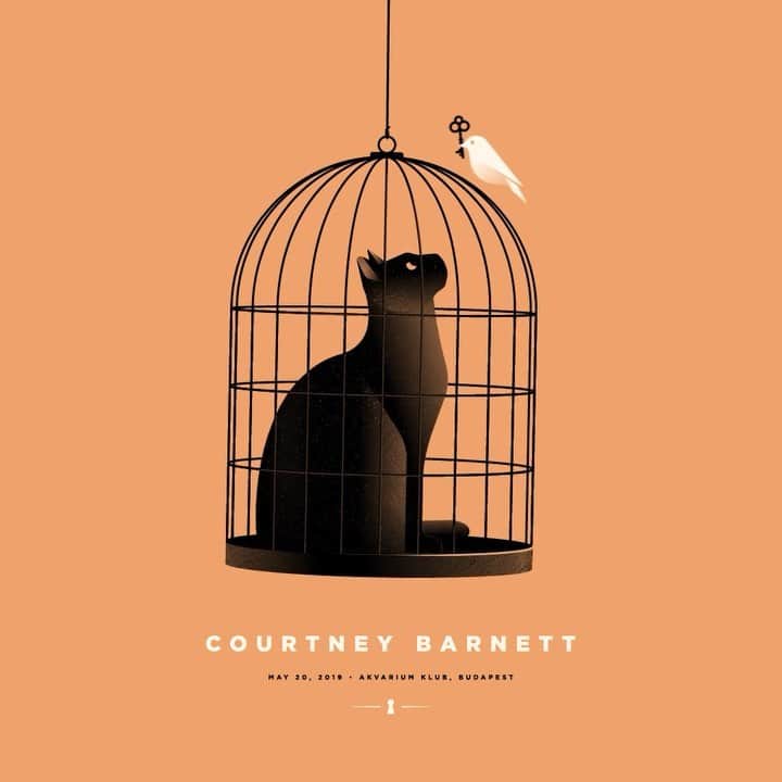 コートニー・バーネットのインスタグラム：「Budapest tonight!! Akvarium Klub. Doors 7pm. @mayberiansanskulotts 8pm. Cb 9:10pm. Poster available at merch desk designed by @simonmarchner 🗝 Animation by @modikstudio」
