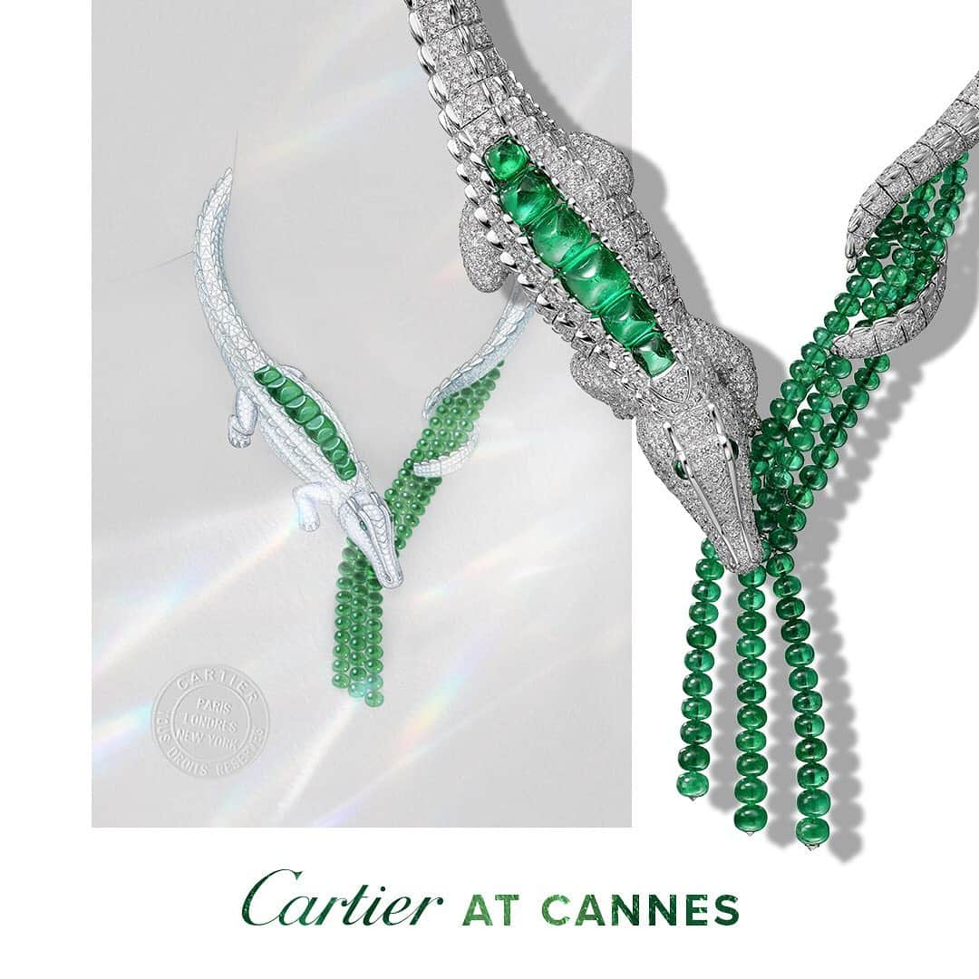 カルティエさんのインスタグラム写真 - (カルティエInstagram)「Inspired by an icon: the new #CartierHighJewelry crocodile necklace was crafted over 2,300 hours using 6 sugarloaf emeralds, emeralds beads, white gold and diamonds.」5月20日 21時05分 - cartier