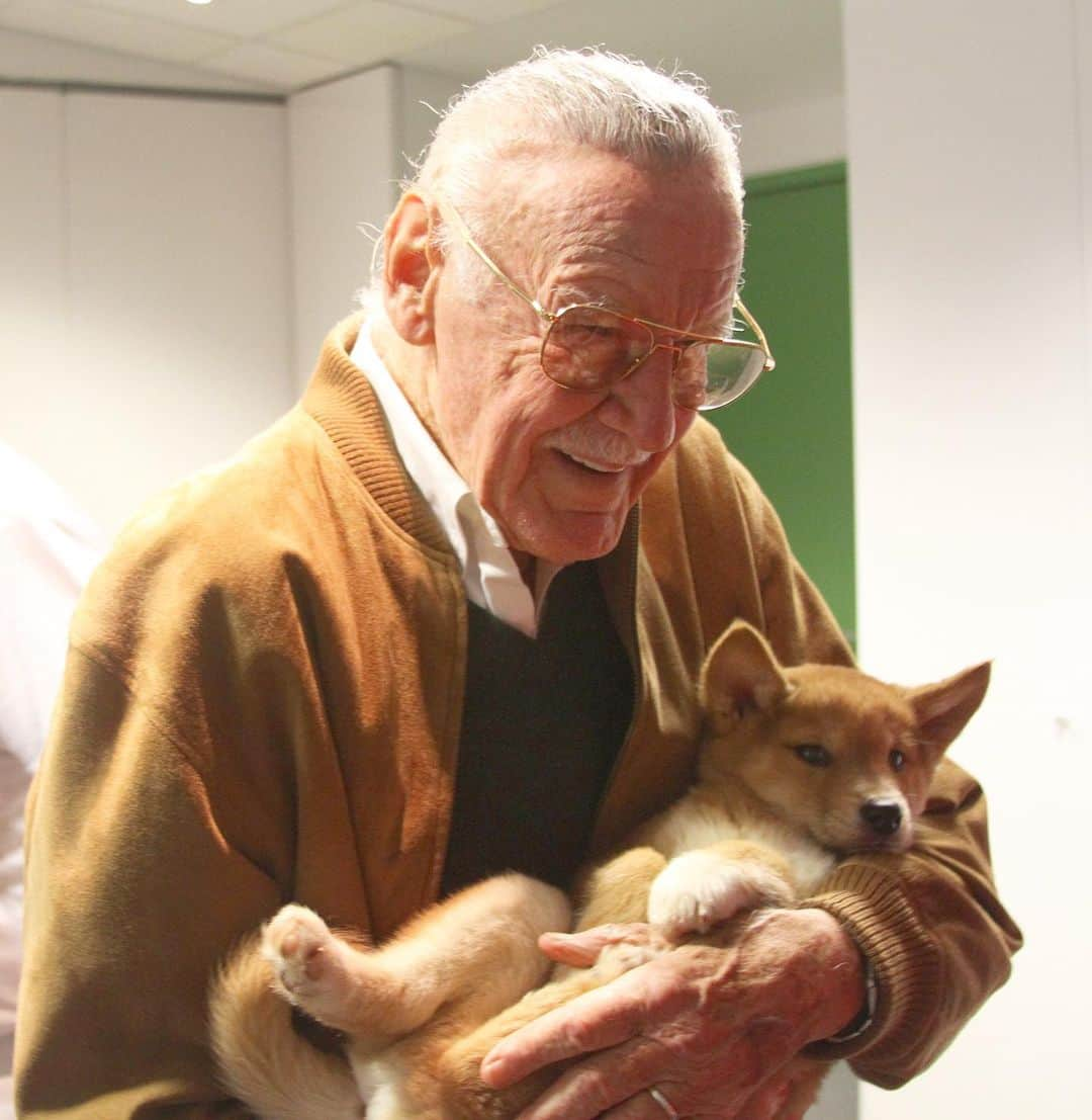 スタン・リーさんのインスタグラム写真 - (スタン・リーInstagram)「Monday got you down? Here's an adorable photo of Stan cradling a dingo when he visited Australia a few years back for your #MondayMorning enjoyment.」5月21日 1時19分 - therealstanlee