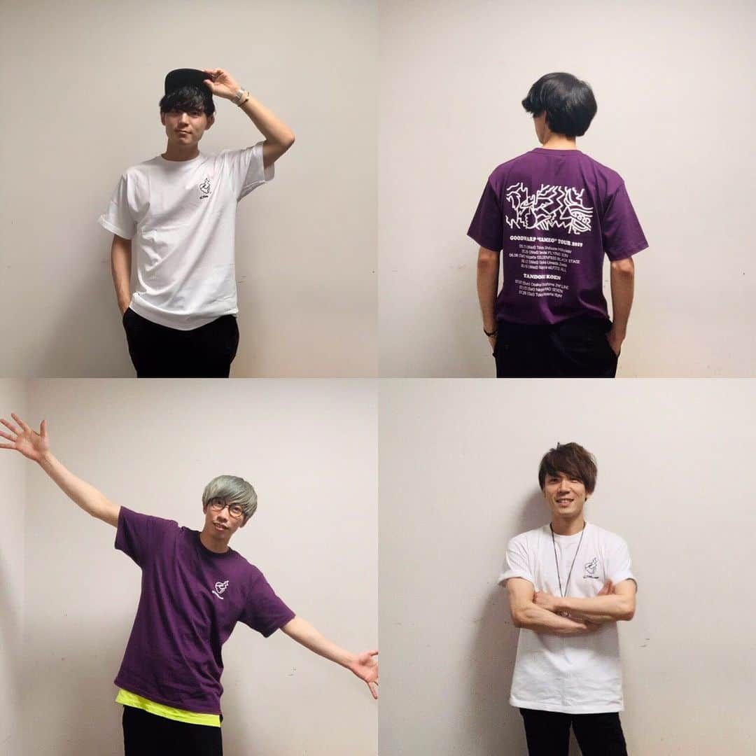 GOODWARPさんのインスタグラム写真 - (GOODWARPInstagram)「新グッズのCAMEO TOUR Tシャツ、メンバー着てみました！  物販にて販売中です(2500円)。 サイズを参考にしてください！  吉崎：ホワイトL 朋生：グレープL チャー：グレープL ケンゴ：ホワイトM  #goodwarp #cameo #Tシャツ #グッズ」5月21日 2時14分 - gdwp_goodwarp