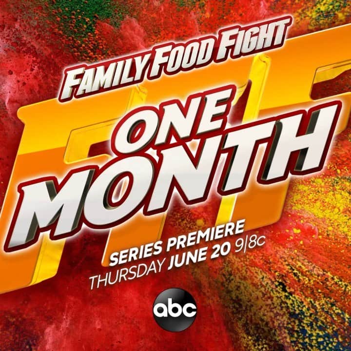 アメリカン・ブロードキャスティング・カンパニーのインスタグラム：「ONE MONTH until @foodfightabc begins! Will you be watching? #FamilyFoodFight 🤜🍔🤛」