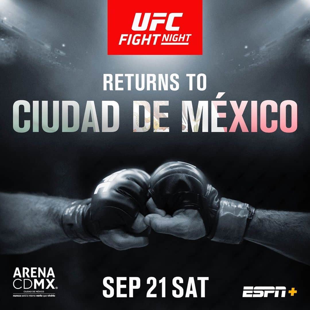 UFCさんのインスタグラム写真 - (UFCInstagram)「We're back! 🇲🇽 The Octagon touches down in Mexico September 21. #UFCMexico」5月21日 8時38分 - ufc