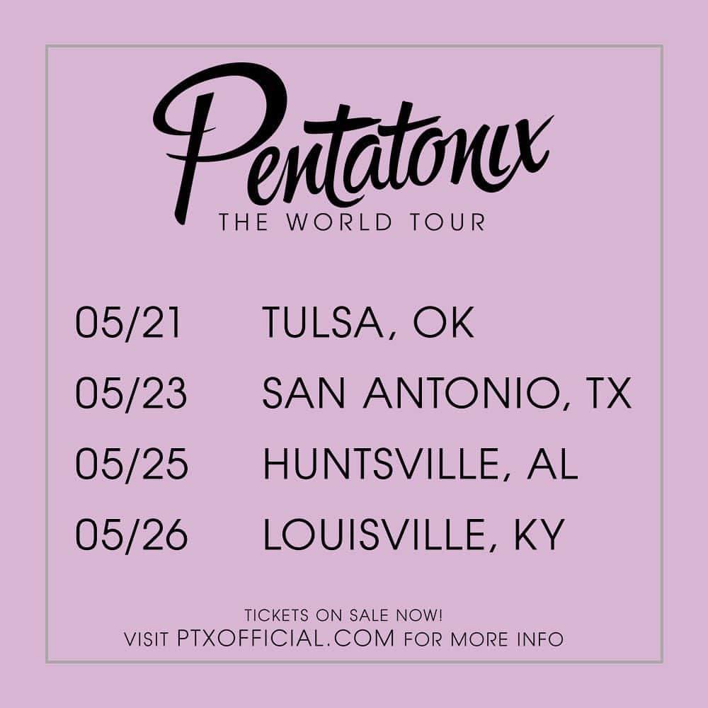 ペンタトニックスさんのインスタグラム写真 - (ペンタトニックスInstagram)「We have four shows coming up this week on #PTXTheWorldTour! Is your city one of them!? Tickets: ptxofficial.com/tour VIP: ptxofficial.com/vip」5月21日 3時10分 - ptxofficial