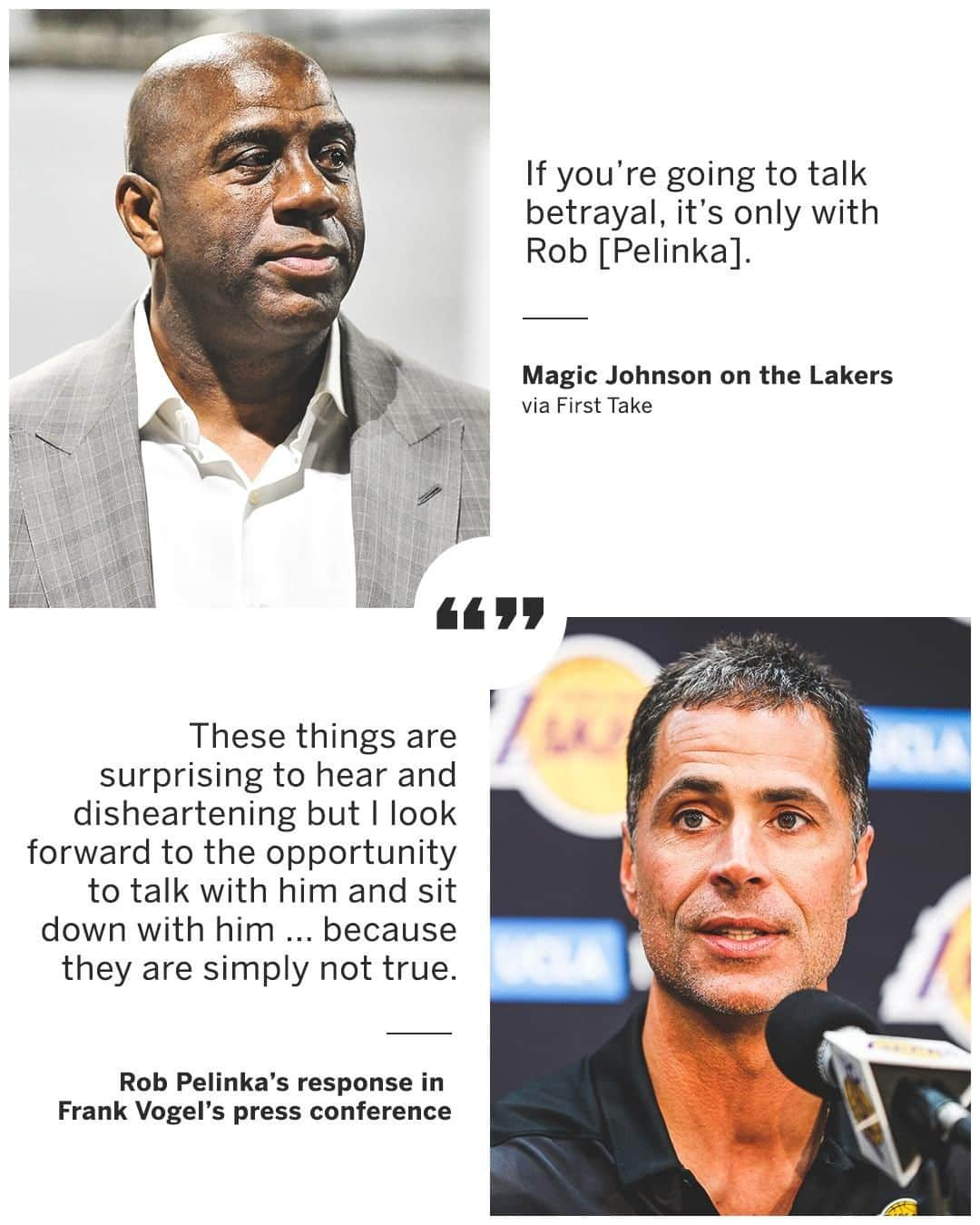 espnさんのインスタグラム写真 - (espnInstagram)「Magic shared his criticism of Rob Pelinka on First Take ... the Lakers GM was shocked.」5月21日 4時21分 - espn