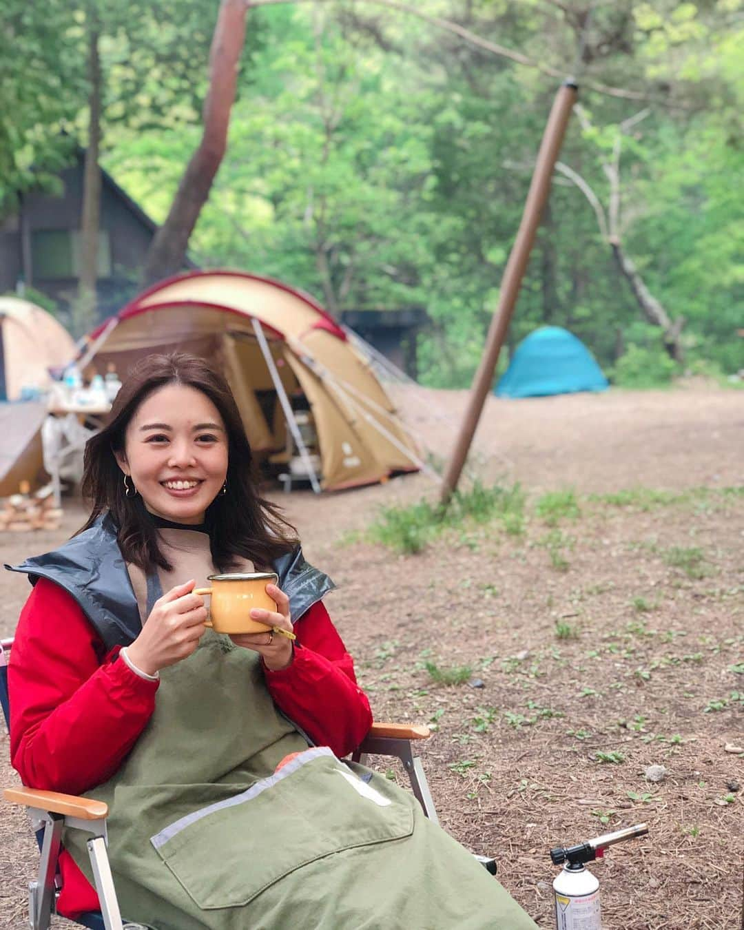 野崎玲欧奈さんのインスタグラム写真 - (野崎玲欧奈Instagram)「ＣＡＭＰ . 週末は本栖湖でキャンプ🏕 . 富士山楽しみにしてたけど 最後まで雲に隠れてました、残念。 またリベンジに来たいなぁ . 今年キャンプデビューの我が家は お互いこだわり所が違うからそれがまた面白い (えぇ！？コレ買ったの？いる？って会話よくしてるw) . 共通の趣味が増えて嬉しい♡ . . #camp #camping #キャンプ」5月21日 16時40分 - reonanozaki