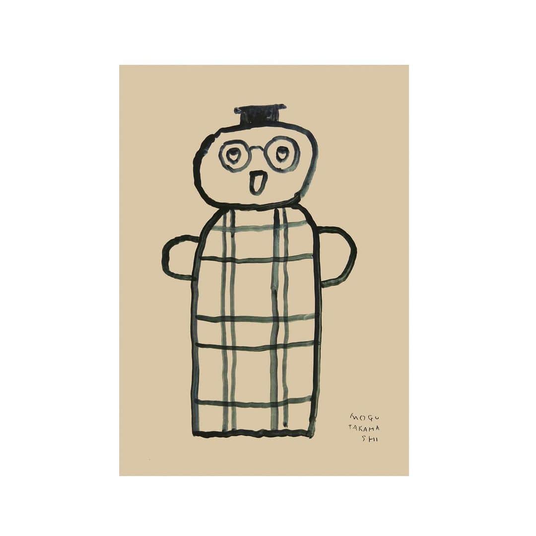 Mogu Takahashiのインスタグラム：「Owl KOKESHI 219x297mm Gouache on paper / 2019 Sold —————————————— #mogutakahashi #alittlehatonyou」