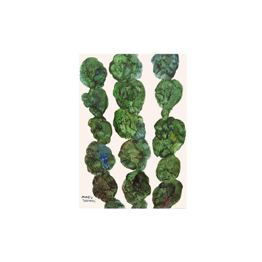 Mogu Takahashiのインスタグラム：「Green Plant 182x252mm Gouache on wood / 2019 Sold —————————————— #mogutakahashi #alittlehatonyou」