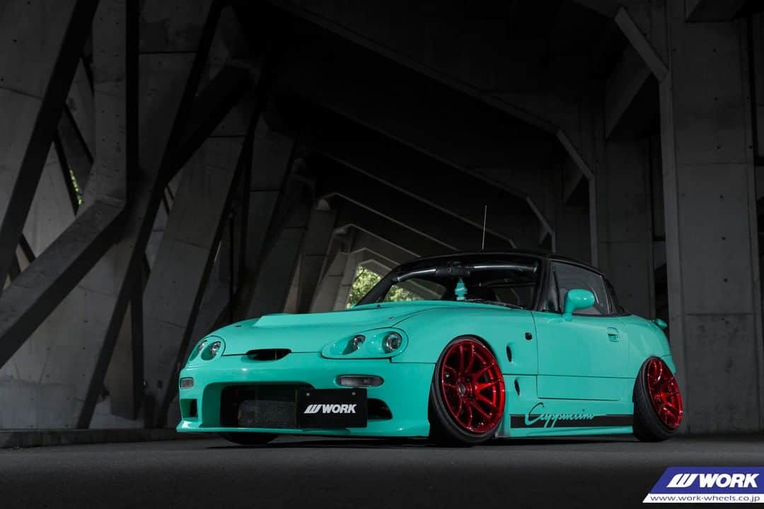 のインスタグラム：「AUTO STAFF DEEN Suzuki Cappuccino on WORK Emotion CR Kiwami #artofwheel @deen8648⠀ ⠀ Disclamer: The car has been modified in order to fit the wheels.⠀ ※注意：こちらの車は、ホイールに合うように改造されています。」