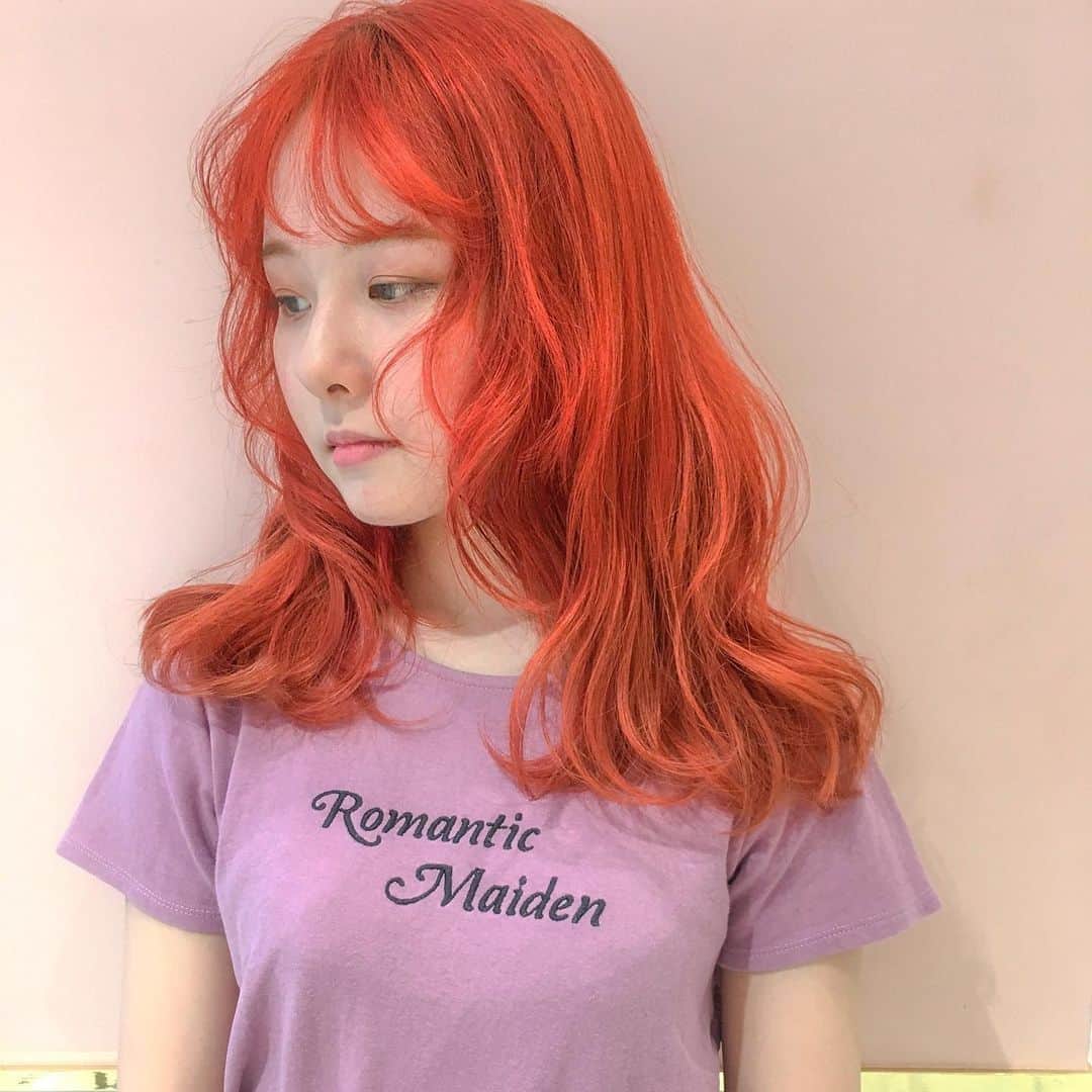 原涼香のインスタグラム：「ㅤㅤㅤㅤㅤㅤㅤㅤㅤ チャイナ🇨🇳のリンちゃんみたいな💓 カッパーオレンジ🧡 本当に似合ってて可愛かったです~~ㅤㅤㅤㅤㅤㅤㅤㅤㅤㅤㅤㅤㅤ」