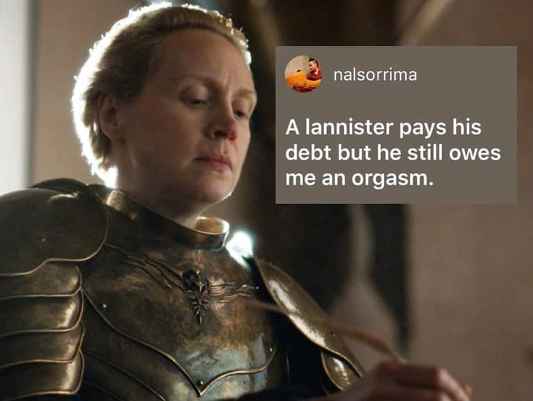 9GAGさんのインスタグラム写真 - (9GAGInstagram)「What’s Brienne of Tarth writing? - Here are the best guesses collected from our IG story! - #memethis #GOT #gameofthrones #brienneoftarth #9gag」5月21日 18時50分 - 9gag