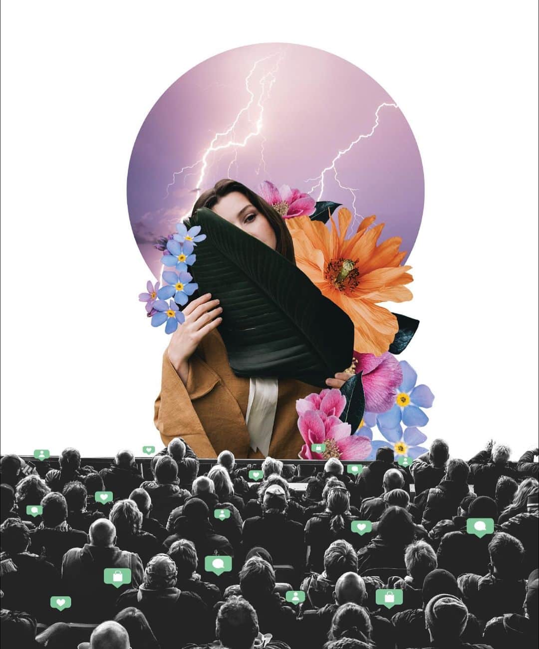 Grace Bonneyのインスタグラム：「”Surviving the Social Media Storm” ⚡️ Creative types across fields including photography, writing, food, fashion, and design weigh in on how social media has impacted their perceived worth—for good or bad ⚡️Read @kellikehler’s story in @goodcompanyzine Issue No.3 💸#GoodCoMoney 🎨 collage by @foundbykaty ✨#linkinbio」